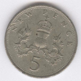 Inglaterra 5 New Pence de 1980