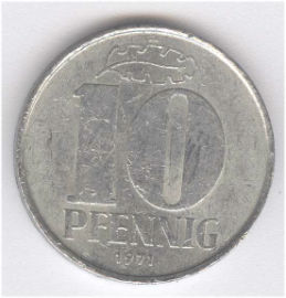 Alemania Democrática 10 Pfennig de 1971 (A)