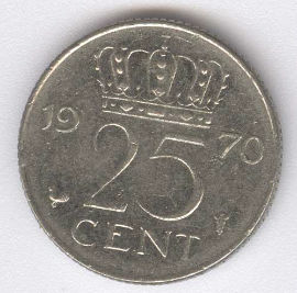 Holanda 25 Cents de 1970