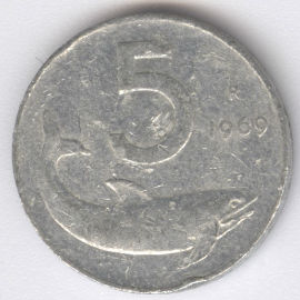 Italia 5 Lire de 1969