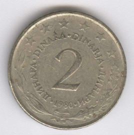 Yugoslavia 2 Dinara de 1980