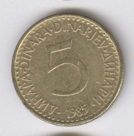 Yugoslavia 5 Dinara de 1985