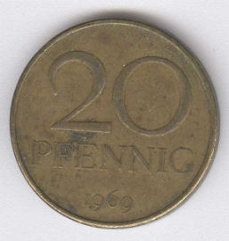 Alemania Democrática 20 Pfennig de 1969 (A)
