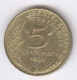 Francia 5 Centimes de 1990