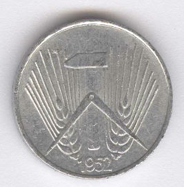 Alemania Democrática 1 Pfennig de 1952A