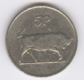 Irlanda 5 Pence de 1976