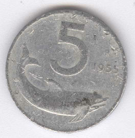 Italia 5 Lire de 1955
