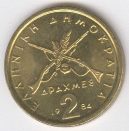 Grecia 2 Drachmai de 1984
