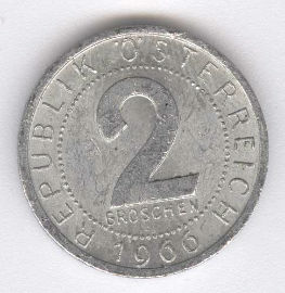 Austria 2 Groschen de 1966