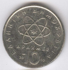 Grecia 10 Drachmai de 2000