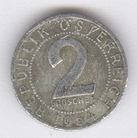Austria 2 Groschen de 1954